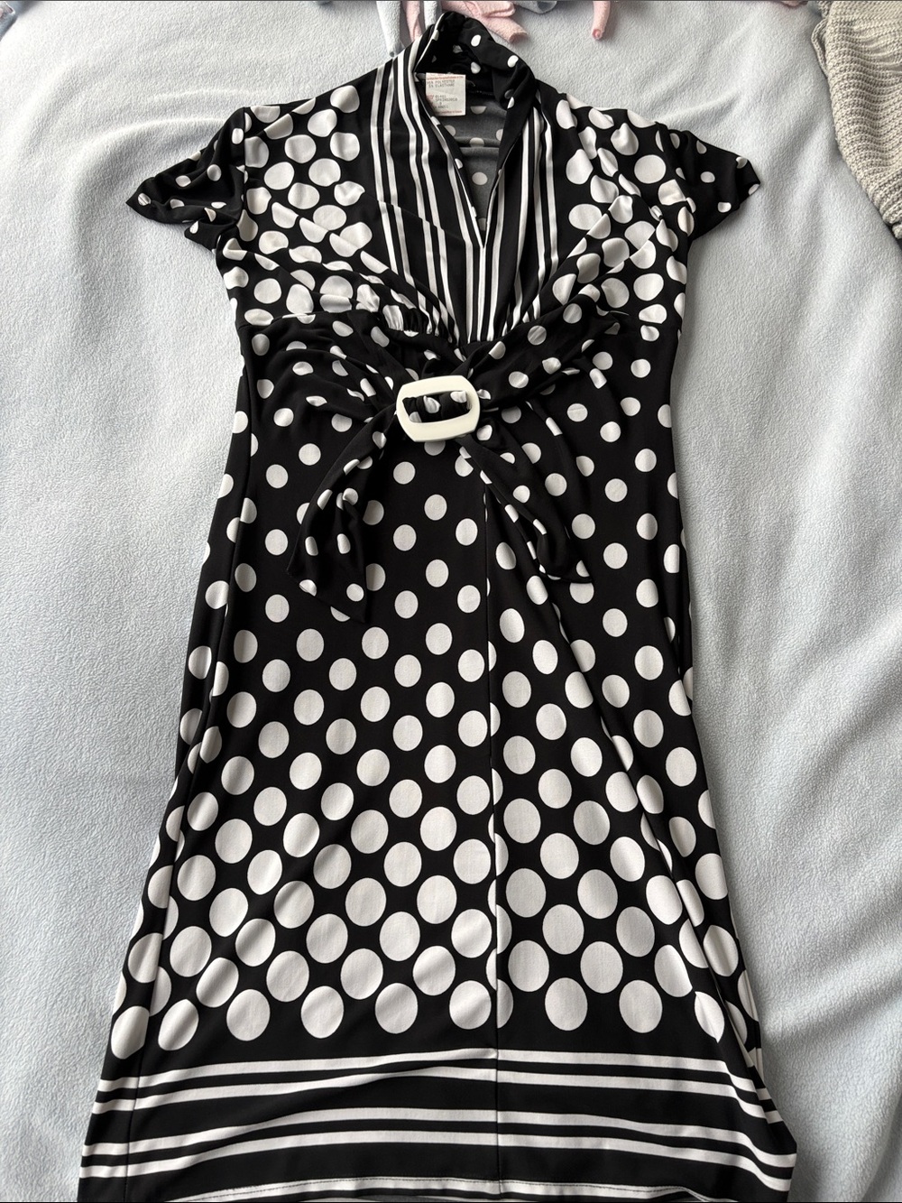 Frank Lyman Design 2010 Black and White Polka Dot Midi Mod Dress